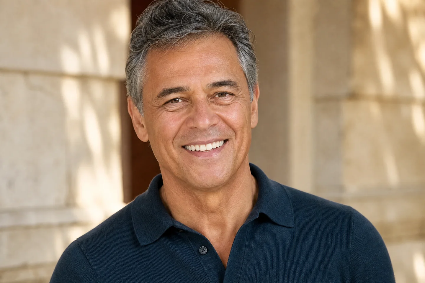 Homem sorrindo em retrato ilustrativo